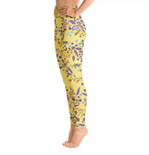 High Waist Yoga Leggings in Yellow Garden